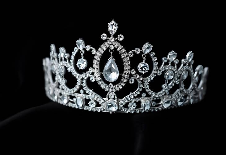 Diamond Silver Pageant Crown on Black Velvet Background